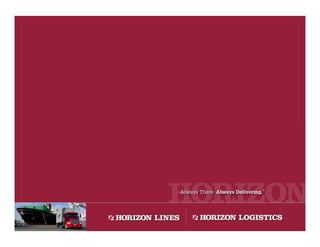 Horizon Lines Fourth Quarter 2008 Earnings Release