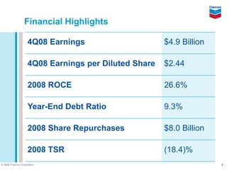 Chevron Q4 2008 earnings release