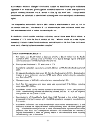 Exxon mobil 4Q 2008 earnings release