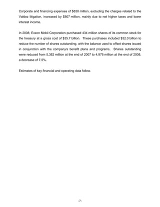 Exxon mobil 4Q 2008 earnings release