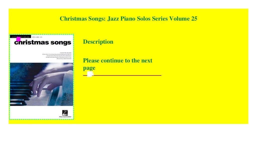 Christmas Songs: Jazz Piano Solos Series Volume 25 2018 pdf$@@