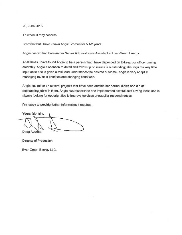 signed reference letter from doug signed letter of recommendation