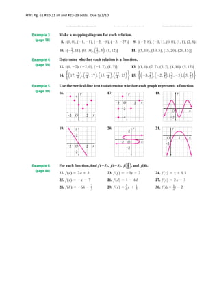 HW: Pg. 61 #10-21 all and #23-29 odds. Due 9/2/10
 