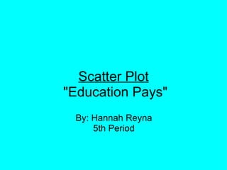 Scatter Plot  &quot;Education Pays&quot;     By: Hannah Reyna 5th Period 