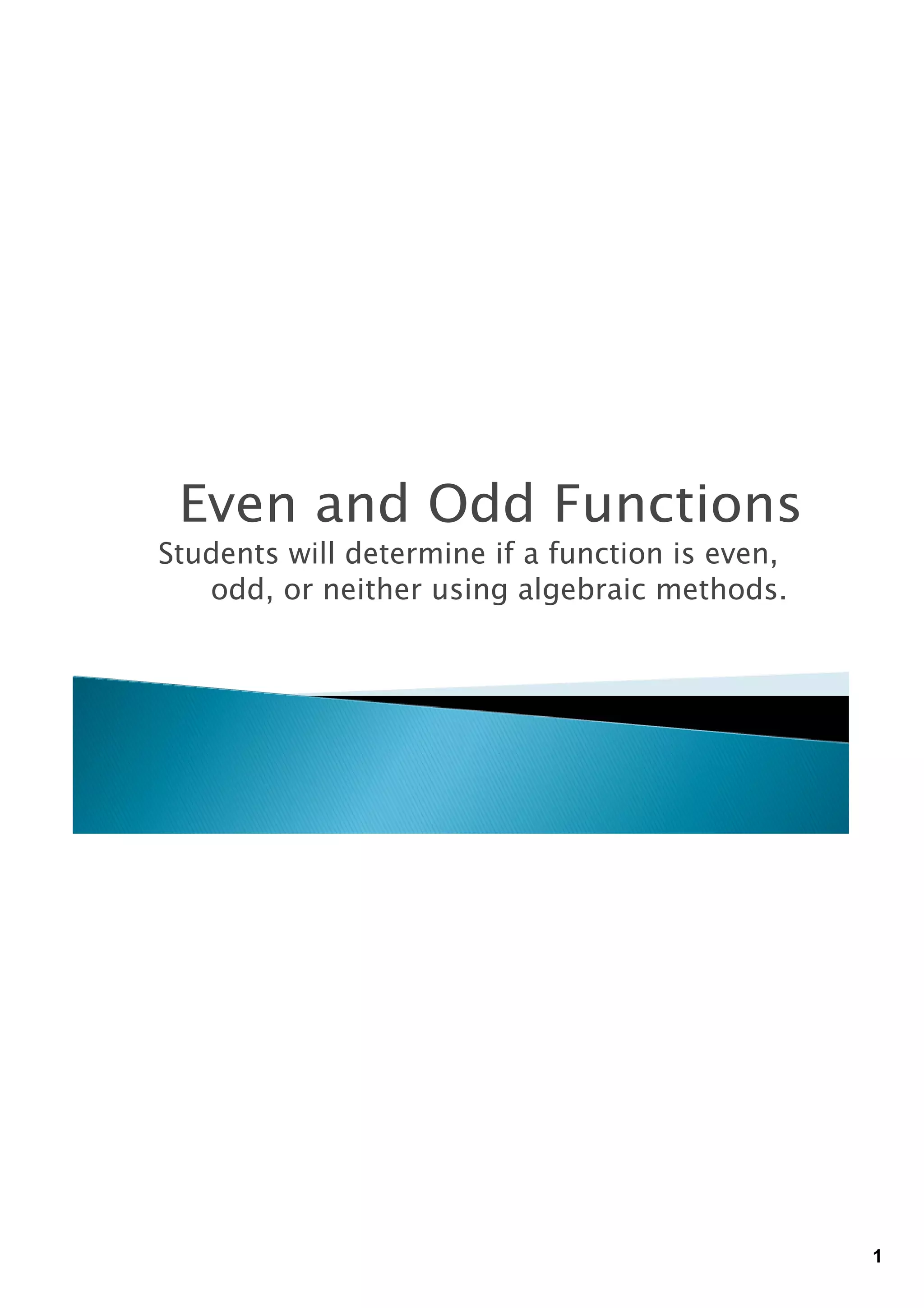 1-06 Even and Odd Functions Notes | PDF