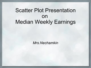 Scatter Plot Presentation on  Median Weekly Earnings Mrs.Nechamkin 