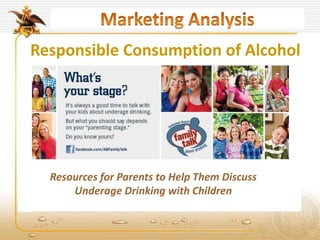 Responsible Consumption of Alcohol
Resources for Parents to Help Them Discuss
Underage Drinking with Children
 