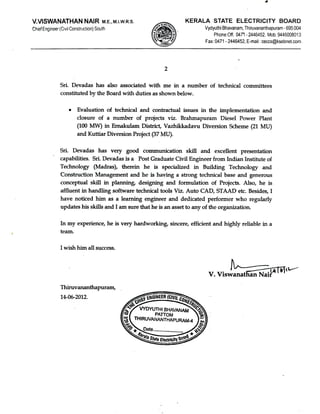 Devadas Pranassery _ KSEB, CE (CC) South _ Testimonial