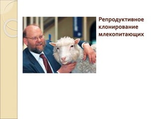 Репродуктивное
клонирование
млекопитающих
 