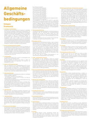 Allgemeine
                                                                                            Bis zu 56 Tage vor Kursbeginn:
                                                                                            10 % des gesamten Rechnungsbetrages                                               18 Änderungen von Preisen, Terminen oder Leistungen
                                                                                            Vom 55. bis zum 30. Tag vor Kursbeginn:                                              Solange dem Teilnehmenden keine Anmeldungsbestätigung ausgehändigt
                                                                                            20 % des gesamten Rechnungsbetrages                                                  wurde, hat ESL das Recht, jederzeit die im Internet oder auf jedem anderen



    Geschäfts-
                                                                                            Vom 29. bis zum 22. Tag vor Kursbeginn:                                              Kommunikationsmittel veröffentlichten Daten und Preise der Sprachaufenthalte
                                                                                            30 % des gesamten Rechnungsbetrages                                                  zu ändern. ESL kann nach Ausstellung der Anmeldebestätigung für den
                                                                                            Vom 21. bis zum 15. Tag vor Kursbeginn:                                              Teilnehmenden Änderungen am angegebenen Leistungsprogramm anbrin-
                                                                                            50 % des gesamten Rechnungsbetrages                                                  gen, sofern diese unvermeidlich sind, sie von geringer Wichtigkeit sind, nicht
                                                                                            Vom 14. bis zu einem Tag vor Kursbeginn:                                             das Prinzip des guten Glaubens verletzen und sie zu keinem Zeitpunkt die



    bedingungen
                                                                                            100 % des gesamten Rechnungsbetrages                                                 pädagogischen Leistungen beeinträchtigen. Wenn wichtige Änderungen die
                                                                                            Nichterscheinen zum Kurs oder Stornierung nach dem vorgesehenen Datum:               Hauptdienstleistungen von ESL betreffen, kann der Vertragspartner vom
                                                                                            100 % des gesamten Rechnungsbetrages                                                 Vertrag zurücktreten oder verlangen, an einem Sprachkurs gleicher Art
                                                                                            Die Anmeldegebühren in der Höhe von CHF 110,-/EUR 75,- sowie die Bei-                teilzunehmen, sofern ESL diese Leistung anbieten kann. ESL hat dem
                                                                                            träge für die Stornierungsversicherung bleiben fällig. Der zu zahlende Betrag        Teilnehmenden jegliche Änderung unverzüglich mitzuteilen, welcher dann so
                                                                                            für die Stornierung ist innerhalb von zehn Tag nach Erhalt der Stornierung-          schnell wie möglich nach Erhalt der entsprechenden Mitteilung von ESL seine

    Schweiz                                                                                 srechnung zu begleichen. Wenn dem Teilnehmenden ein Visum verweigert
                                                                                            wurde und das Originaldokument über die Ablehnung der Schweizer, deut-
                                                                                                                                                                                 Rechte geltend machen muss.

                                                                                            schen bzw. französischen Botschaft vorgelegt wird, erstattet ESL den gesamten     19 Mindestanzahl an Teilnehmenden
    Frankreich                                                                              gezahlten Betrag abzüglich CHF 150,-/EUR 100,- für Verwaltungsgebühren               Wenn die für die Durchführung des Sprachkurses erforderliche Mindestanzahl
                                                                                            und CHF 60,-/ EUR 40,- für Bankspesen zurück.                                        an Teilnehmenden (sechs Personen für die Gruppenkurse) nicht erreicht wird,
1 Anmeldung und Bestätigung                                                                                                                                                      hat ESL den Vertragspartner mindestens drei Wochen vor Kursbeginn darüber
  Jede per Post, E-Mail, Fax oder Telefon bei ESL Education S.A. (nachfolgend           9 Stornierungsversicherung                                                               zu informieren. Kann ESL dem Vertragspartner keine Ersatzleistung anbieten,
  als ESL bezeichnet) eingegangene Anmeldung wird als gültig betrachtet. Eine             ESL empfiehlt dem Vertragspartner ausdrücklich, eine Stornierungsversicherung          werden sämtliche bereits gezahlten Gebühren zurückerstattet. Es besteht
  solche Anmeldung wird innerhalb von zehn Werktagen nach Erhalt bestätigt.               abzuschliessen. Wenn der Teilnehmende eine Stornierungsversicherung                    kein Recht auf eine Entschädigungsleistung durch ESL für einen eventuellen
  Der Vertrag gilt als abgeschlossen und endgültig, sobald ESL die Anmeldung              abgeschlossen hat und dann seinen Aufenthalt storniert, hat er seine                   Zeitverlust oder andere Unannehmlichkeiten. Entspricht dem Teilnehmenden
  bestätigt hat. Diese ist damit rechtskräftig. Wenn die angemeldete Person               Versicherung darüber in Kenntnis zu setzen. Ein Stornierungsversicherungss-            kein Niveau der Sprachkurse, behält sich ESL das Recht vor, den Gruppenkurs
  gesetzlich volljährig ist, wird sie als Vertragspartner angesehen. Ist                  chutz kann auf keinen Fall ESL für die Nichtrückerstattung eines Kurses                durch einen Privatkurs zu ersetzen, wobei die Anzahl an Privatlektionen
  die angemeldete Person minderjährig, gilt ihr gesetzlicher Vertreter als                verantwortlich machen.                                                                 abhängig von dem vom Teilnehmenden gezahlten Betrag ist.
  Vertragspartner. Dieser muss in diesem Fall den Anmeldevertrag                          ESL bietet eine Stornierungsversicherung an, die etwa 3 % des gesamten Rech-
  unterzeichnen und darin seine genaue Adresse angeben. Die vertragsmässig zu             nungsbetrages, nicht jedoch mehr als CHF 68,-/EUR 50,-, kostet.                     20 Aktivitäten
  einem Sprachaufenthalt angemeldete Person wird als Teilnehmender angesehen                                                                                                     ESL behält sich das Recht vor, im Fall von schlechten Wetterbedingungen
  und nachfolgend als solcher bezeichnet. Der Unterzeichnende des Vertrags (der         10 Reisepässe und Visa                                                                   oder aufgrund von anderen Ereignissen, die nicht in Zusammenhang mit ESL
  Teilnehmende selbst oder bei Minderjährigkeit sein gesetzlicher Vertreter) wird als      Der Teilnehmende ist für die Einhaltung der Sicherheits-, Visums- und Gesund-         stehen, eine oder mehrere in den Programmen beschriebenen und veröffentli-
  Vertragspartner angesehen und nachfolgend als solcher bezeichnet.                        heitsbedingungen für die Einreise und den Aufenthalt auf Schweizer, deut-             chen Aktivitäten zu stornieren. In diesem Fall bietet ESL Ersatzaktivitäten an.
                                                                                           schem bzw. französischem Staatsgebiet verantwortlich. ESL kann auf keinen
2 Bei der Anmeldung gelieferte Angaben                                                     Fall für ein Einreise- oder Aufenthaltsverweigerung eines Teilnehmenden            21 Feiertage
  Der Vertragspartner bescheinigt ausdrücklich, dass die in der Anmeldung zum              für die Schweiz, Deutschland oder Frankreich zur Verantwortung gezogen                Der Vertragspartner erklärt, die Tatsache zur Kenntnis genommen zu haben,
  Sprachkurs gemachten Angaben genau sind und der Wahrheit entsprechen.                    werden. Die Informationen zu den jeweiligen Sicherheits-, Visums- und                 dass die Schulen im Allgemeinen an den lokalen Feiertagen geschlossen
  Jegliche unrichtige Angabe oder jegliche Auslassung einer Information kann               Gesundheitsbedingungen sind in der Botschaft oder im Konsulat der Schweiz,            sind. Er anerkannt, dass ein solcher Umstand keinen Anspruch auf eine
  jederzeit und ohne weitere Formalität zum Ausschluss vom Kurs führen (z.B.               Deutschlands oder Frankreichs im Aufenthaltsland des Teilnehmenden                    Entschädigung seitens ESL mit sich bringt..
  ein „kompletter Anfänger“, der sein Niveau überbewertet hat, um einen Kurs               erhältlich. Im Falle eines Einreise- oder Aufenthaltsverbots für die Schweiz,
  ausserhalb der offiziellen Termine der Stufe „komplette Anfänger“ beginnen               Deutschland oder Frankreich aus Verschulden des Teilnehmenden erfolgt              22 Stornierung eines Kurses von ESL
  zu können). In diesem Fall wird der Kursbetrag für den Sprachaufenthalt nicht            keinerlei Erstattung, auch nicht zum Teil.                                            ESL behält sich das Recht vor, aus Gründen der Sicherheit, bei Streik,
  zurückerstattet, auch nicht zum Teil.                                                    ESL liefert nach Erhalt des gesamten Rechnungsbetrages für den                        instabiler politischer Lage oder aus allen anderen ausserordentlichen
                                                                                           Sprachaufenthalt ein Einladungsschreiben für den Visumantrag.                         Gründen einen Kurs zu stornieren. ESL erstattet in diesem Fall die gesamten
3 Anmeldegebühr                                                                                                                                                                  Kursgebühren zurück, behält sich aber das Recht vor, einen bestimmten Betrag für
  ESL erhebt für jede Anmeldung CHF 110,-/EUR 75,- an Anmeldegebühr. Diese              11 Unfall- und Krankenversicherung                                                       Verwaltungsgebühren einzubehalten.
  Gebühren können nicht rückerstattet werden.                                              Der Teilnehmende ist dafür verantwortlich, während der gesamten
  Bei später Anmeldung, das heisst ab zwei Wochen vor Beginn des                           Aufenthaltsdauer eine im Land/in den Ländern des Kursortes gültige Kranken-        23 Haftung
  Sprachaufenthaltes, werden dem Teilnehmenden CHF 50,-/EUR 35,- an                        und Unfallversicherung abzuschliessen. Wenn er bei der Anmeldung nicht                ESL übernimmt die gesamte Verantwortung für die angebotenen Kurse
  Expressgebühren verrechnet.                                                              über einen solchen Versicherungsschutz verfügt, fügt ESL eine angemessene             und verpflichtet sich, diese effizient entsprechend der Erfahrung und den
                                                                                           Versicherungspolice, die diese Risiken deckt, hinzu. Für einen Aufenthalt in der      Kenntnissen in diesem Bereich zu organisieren. ESL kann auf keinen
4 Gebühr für Vertragsänderungen                                                            Schweiz kostet diese Versicherung CHF 180,- monatlich, für einen Aufenthalt in        Fall für Schäden aufgrund von Krankheit, Unfall oder aufgrund von
  Wenn der Teilnehmende nach der Anmeldebestätigung durch ESL einen                        Frankreich für EU-Bürger EUR 39,- monatlich und für Nicht-EU-Bürger EUR 79,-          Unannehmlichkeiten durch eine schlechte ausgeführte Dienstleistung eines
  Wechsel des Kurstyps oder eine andere Art der Unterbringung anfordert,                   monatlich. Diese Versicherung wird mit dem reservierten Paket in Rechnung             von ESL beauftragten Leistungserbringers zur Verantwortung gezogen werden.
  muss er eine Gebühr von CHF 80.–/EUR 55.– für die Vertragsänderung be-                   gestellt und deckt nur Unfälle sowie Krankheiten.                                     Ausserdem lehnt ESL jegliche Haftung für den Verlust von Wertgegenständen,
  zahlen. Diese Gebühr muss im Moment des Änderungsantrags geleistet wer-                                                                                                        persönlichen Gegenständen, Geld usw. ab, es sei denn, diese Schäden sind
  den. Wenn der Teilnehmende den Sprachaufenthalt im selben Kurszentrum                 12 Durch den Teilnehmenden verursachte Schäden/Haftpflicht                               aufgrund einer groben Fahrlässigkeit durch ESL entstanden.
  verlängern möchte, werden keine zusätzlichen Gebühren verrechnet.                        Vor der Ankunft bei ESL muss jeder Teilnehmende einen Versicherungsschutz
                                                                                           beziehen, welcher eventuelle Schäden deckt, die er während seines Aufenthal-       24 Sicherheit
5 Zahlungsbedingungen                                                                      tes verursachen könnte. Der Teilnehmende haftet in allen Fällen, und zwar             ESL ist ermächtigt, sämtliche notwendige Massnahmen zu ergreifen, um
  Sobald der Teilnehmende die Anmeldebestätigung erhalten hat, sind folgende               auch wenn er es nicht für notwendig erachtet hat, eine solche Versicherung            das Wohlergehen und die Gesundheit der Teilnehmenden zu gewährleisten.
  Gebühren unmittelbar zu begleichen:                                                      abzuschliessen, für sämtliche Schäden, die er ESL, den Geschäftspartnern              ESL hat ausserdem das Recht, die entsprechenden Massnahmen durch-
  - eine Anzahlung in der Höhe von CHF 250,-/EUR 170,-                                     von ESL sowie Dritten zurichtet, ausser wenn die Haftung durch ESL klar               zuführen, um den Teilnehmenden gegebenenfalls eine angemessene ärztliche
  - die Anmeldegebühr in der Höhe von CHF 110,-/EUR 75,- (im Preis des                     nachgewiesen werden kann.                                                             Versorgung sicherzustellen. Die dabei anfallenden Heilkosten gehen zu
  Sprachaufenthalts nicht inbegriffen)                                                                                                                                           Lasten des Vertragspartners bzw. bei Minderjährigkeit zu Lasten des
  - die Beiträge für die Stornierungsversicherung und/oder Krankenversicherung          13 Pflichten des Teilnehmenden                                                           gesetzlichen Vertreters.
  (wenn Versicherungen abgeschlossen wurden)                                               Der Teilnehmende ist verpflichtet, den Kurs zu besuchen und hierbei pünk-             Bei der Anmeldung zu bestimmten Sportpaketen mit eventuellen Risiken
  Der Gesamtrestbetrag wird spätestens vier Wochen vor Kursbeginn fällig.                  tlich zu erscheinen. Er muss einen Kurs wählen, der seinem Niveau angemes-            muss der gesetzliche Vertreter eine schriftliche Einwilligung/Genehmigung
  Bei einer Anmeldung später als vier Wochen vor Kursbeginn ist der gesamte                sen ist. Wenn der Teilnehmende nicht am Unterricht teilnimmt oder diesen              unterzeichnen. Ohne dieses unterschriebene Dokument behält sich ESL
  Rechnungsbetrag sofort bei Rechnungserhalt zu zahlen. Die Kurs und die                   unregelmässig besucht bzw. er durch sein Verhalten den guten Verlauf des              das Recht vor, dem Teilnehmenden die Teilnahme an verschiedenen
  Unterkunft werden nicht als bezahlt angesehen, wenn der entsprechende                    Unterrichts beeinträchtigt, behält sich ESL das Recht vor, den betroffenen            Sportaktivitäten zu untersagen.
  Betrag nicht auf dem von ESL in der Anmeldebestätigung angegebenen Konto                 Teilnehmenden vom Kurs auszuschliessen. Dabei wird für die versäumten
  eingegangen ist.                                                                         Lektionen sowie für die aussergewöhnlichen Reisekosten keine Rückerstattung        25 Datenschutz
                                                                                           durch ESL vorgenommen.                                                                Die persönlichen Informationen werden bei ESL nur bei einer allgemeinen bzw.
6 Zahlungsverzug                                                                                                                                                                 einer Preisanfrage sowie bei einer Anmeldung zu einem Kurs gespeichert.
  Wenn die von ESL in der Bestätigung angegebenen Zahlungsfristen nicht                 14 Verspätung bei den Kursen                                                             Grundsätzlich haben externe Einrichtungen und Personen keinen Zugang zur
  eingehalten werden, wird der Vertragspartner in Verzug gesetzt. ESL behält               Um den Unterricht nicht zu stören, muss ein Teilnehmender, der mit mehr als           Datenbank von ESL. Die persönlichen Daten werden für die Reservierung einer
  sich in diesem Fall das Recht vor, dem Teilnehmenden die Kursteilnahme zu                15 Minuten Verspätung in der Schule kommt, die nächste Pause abwarten,                Unterkunft (Gastfamilie, Studentenwohnheim oder Hotel) oder zur Erfüllung
  verweigern. Dabei akzeptiert ESL keinerlei Reklamationen.                                bevor er in seine Klasse gehen kann.                                                  der gesetzlichen Pflichten übermittelt. In bestimmten Fällen liefert ESL den
                                                                                                                                                                                 zuständigen Behörden diese Informationen (z.B. den Einreisebehörden). Die
7    Zahlungsnachweis                                                                   15 Lückenhafte Teilnahme                                                                 persönlichen Daten werden bei ESL in Montreux gespeichert und aufbewahrt.
    Der Teilnehmende kann aufgefordert werden, vor oder bei Kursbeginn einen               Nimmt ein Teilnehmender nicht an allen Lektionen des Sprachkurses teil, hat er        Abgesehen von der Beratung und der Reservierung können die Daten dazu
    Beleg als Beweis dafür vorzulegen, dass er die gesamten Gebühren für den               keinerlei Recht auf Rückerstattung. Wenn er nicht mindestens 80 % der Kurse           genutzt werden, um den Teilnehmenden Informationen über die neuen
    Kurs und die Unterkunft beglichen hat. Kann der Teilnehmende einen solchen             besucht, hat er kein Recht auf ein Teilnahmezertifikat.                               Produkte von ESL zu erteilen.
    Beleg nicht vorlegen, können ihm der Unterricht und die Unterkunftsleistun-
    gen verweigert werden. Bei später Anmeldung verlangt ESL einen solchen              16 Reklamationen                                                                      26 Werbematerial
    Nachweis, bevor die der Ankunft vorhergehenden Unterlagen versendet wer-               Wenn ein Teilnehmender eine Reklamation beliebiger Art einreichen möchte,             ESL behält sich das Recht vor, bestimmte von einem Teilnehmenden
    den.                                                                                   hat er darüber unverzüglich den Direktor der Schule zu informieren. Um                gemachte Fotos sowie Fotos, auf denen ein Teilnehmender abgebildet ist, für
                                                                                           eine eventuelle Rückerstattung zu erhalten, müssen sämtliche Ansuchen per             Werbezwecke zu behalten und zu verwenden. Gleiches gilt für eventuelle
8 Stornierung vor Kursbeginn                                                               Einschreiben an ESL Montreux gerichtet werden. Diese müssen unbedingt                 Produktionen des Teilnehmenden während seines Sprachkurses. Dieses Recht
  Der Vertragspartner kann jederzeit vor Beginn des Sprachaufenthaltes aus dem             spätestes vier Wochen nach dem Vertragsende des Sprachaufenthaltes                    tritt ausser Kraft, wenn der Teilnehmende oder sein gesetzlicher Vertreter bei
  Vertrag austreten. Ist dies der Fall, kann ESL eine angemessene Entschädi-               einlangen. Nach Ablauf dieser Frist ist jeglicher Anspruch des Vertragspartners       der Anmeldung schriftlich angeben, dass sie diesen Punkt ablehnen.
  gung einfordern. Die Höhe der Entschädigung hängt von der verbleibenden                  unwirksam.
  Zeitspanne zwischen dem Moment des Eingangs der Kündigungserklärung bei                                                                                                     27 Gültiges Recht und Gerichtsstand
  ESL und dem für den Kursbeginn vorgesehenen Zeitpunkt ab. Die Höhe der                17 Disziplin                                                                             Die Vertragsbeziehungen zwischen ESL und dem Teilnehmenden unterliegen
  Entschädigung wird nach diesem Prinzip wie folgt berechnet:                              Bei schlechtem Benehmen, äusserst undiszipliniertem Verhalten oder                    ausschliesslich den Bestimmungen des Schweizer Rechts. Der Gerichtsstand
                                                                                           fehlendem guten Willen eines Teilnehmenden behält sich ESL das                        ist Montreux (Schweiz). Die vorliegenden allgemeinen Geschäftsbedingungen
                                                                                           Recht vor, diesen jederzeit vom Kurs auszuschliessen. In diesem Fall erfolgt          und die Verkaufsbedingungen schränken keineswegs die üblichen Rechte des
                                                                                           durch ESL keinerlei Rückerstattung für den versäumten Unterricht sowie für            Vertragspartners ein.
                                                                                           aussergewöhnliche Reisekosten.
 