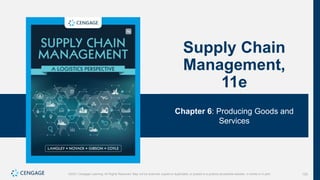 125
©2021 Cengage Learning. All Rights Reserved. May not be scanned, copied or duplicated, or posted to a publicly accessible website, in whole or in part.
Supply Chain
Management,
11e
Chapter 6: Producing Goods and
Services
©2021 Cengage Learning. All Rights Reserved. May not be scanned, copied or duplicated, or posted to a publicly accessible website, in whole or in part.
 