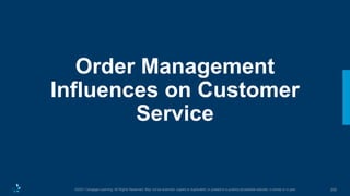 200
©2021 Cengage Learning. All Rights Reserved. May not be scanned, copied or duplicated, or posted to a publicly accessible website, in whole or in part.
Order Management
Influences on Customer
Service
 