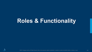 251
©2021 Cengage Learning. All Rights Reserved. May not be scanned, copied or duplicated, or posted to a publicly accessible website, in whole or in part.
Roles & Functionality
 
