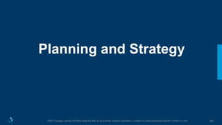 263
©2021 Cengage Learning. All Rights Reserved. May not be scanned, copied or duplicated, or posted to a publicly accessible website, in whole or in part.
Planning and Strategy
 