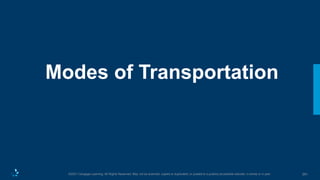 291
©2021 Cengage Learning. All Rights Reserved. May not be scanned, copied or duplicated, or posted to a publicly accessible website, in whole or in part.
Modes of Transportation
 