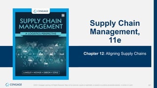 327
©2021 Cengage Learning. All Rights Reserved. May not be scanned, copied or duplicated, or posted to a publicly accessible website, in whole or in part.
Supply Chain
Management,
11e
Chapter 12: Aligning Supply Chains
©2021 Cengage Learning. All Rights Reserved. May not be scanned, copied or duplicated, or posted to a publicly accessible website, in whole or in part.
 