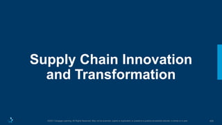 425
©2021 Cengage Learning. All Rights Reserved. May not be scanned, copied or duplicated, or posted to a publicly accessible website, in whole or in part.
Supply Chain Innovation
and Transformation
 