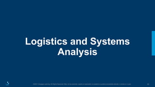 65
©2021 Cengage Learning. All Rights Reserved. May not be scanned, copied or duplicated, or posted to a publicly accessible website, in whole or in part.
Logistics and Systems
Analysis
 