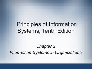 Principles of Information
Systems, Tenth Edition
Chapter 2
Information Systems in Organizations

 