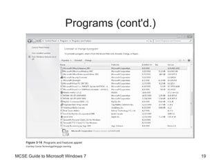 Programs (cont'd.) MCSE Guide to Microsoft Windows 7 