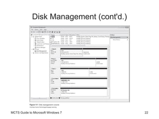 Disk Management (cont'd.) MCTS Guide to Microsoft Windows 7 