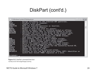 DiskPart (cont'd.) MCTS Guide to Microsoft Windows 7 