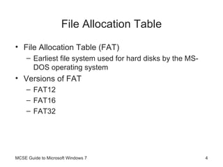 Guide to Windows 7 - Managing File Systems | PPT