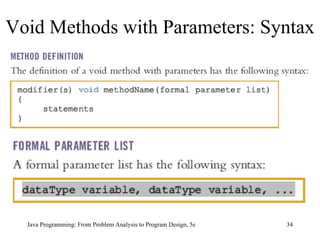 Void Methods with Parameters: Syntax Java Programming: From Problem Analysis to Program Design, 5e 