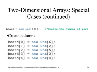 Two-Dimensional Arrays: Special Cases (continued) Java Programming: From Problem Analysis to Program Design, 5e Create columns 