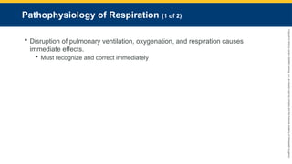 Copyright
©
2023
by
Jones
&
Bartlett
Learning,
LLC,
an
Ascend
Learning
Company
and
the
American
Academy
of
Orthopaedic
Surgeons.
Pathophysiology of Respiration (1 of 2)
 Disruption of pulmonary ventilation, oxygenation, and respiration causes
immediate effects.
 Must recognize and correct immediately
 