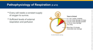 Copyright
©
2023
by
Jones
&
Bartlett
Learning,
LLC,
an
Ascend
Learning
Company
and
the
American
Academy
of
Orthopaedic
Surgeons.
Pathophysiology of Respiration (2 of 2)
 Every cell needs a constant supply
of oxygen to survive.
 Sufficient levels of external
respiration and perfusion
© Jones & Bartlett Learning.
 