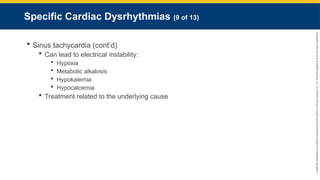 Copyright
©
2023
by
Jones
&
Bartlett
Learning,
LLC,
an
Ascend
Learning
Company
and
the
American
Academy
of
Orthopaedic
Surgeons.
Specific Cardiac Dysrhythmias (9 of 13)
 Sinus tachycardia (cont’d)
 Can lead to electrical instability:
 Hypoxia
 Metabolic alkalosis
 Hypokalemia
 Hypocalcemia
 Treatment related to the underlying cause
 