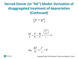 Copyright © 2020, 2015 Michael P. Todaro and Stephen C. Smith
IG
º SG
( )
So,
Harrod-Domar (or “AK”) Model: Derivation of
disaggregated treatment of depreciation
(Continued)
 