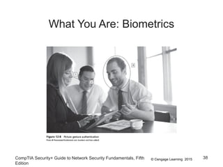 © Cengage Learning 2015
What You Are: Biometrics
CompTIA Security+ Guide to Network Security Fundamentals, Fifth
Edition
38
 