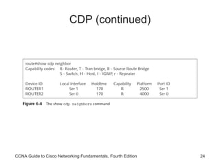CDP (continued) CCNA Guide to Cisco Networking Fundamentals, Fourth Edition 