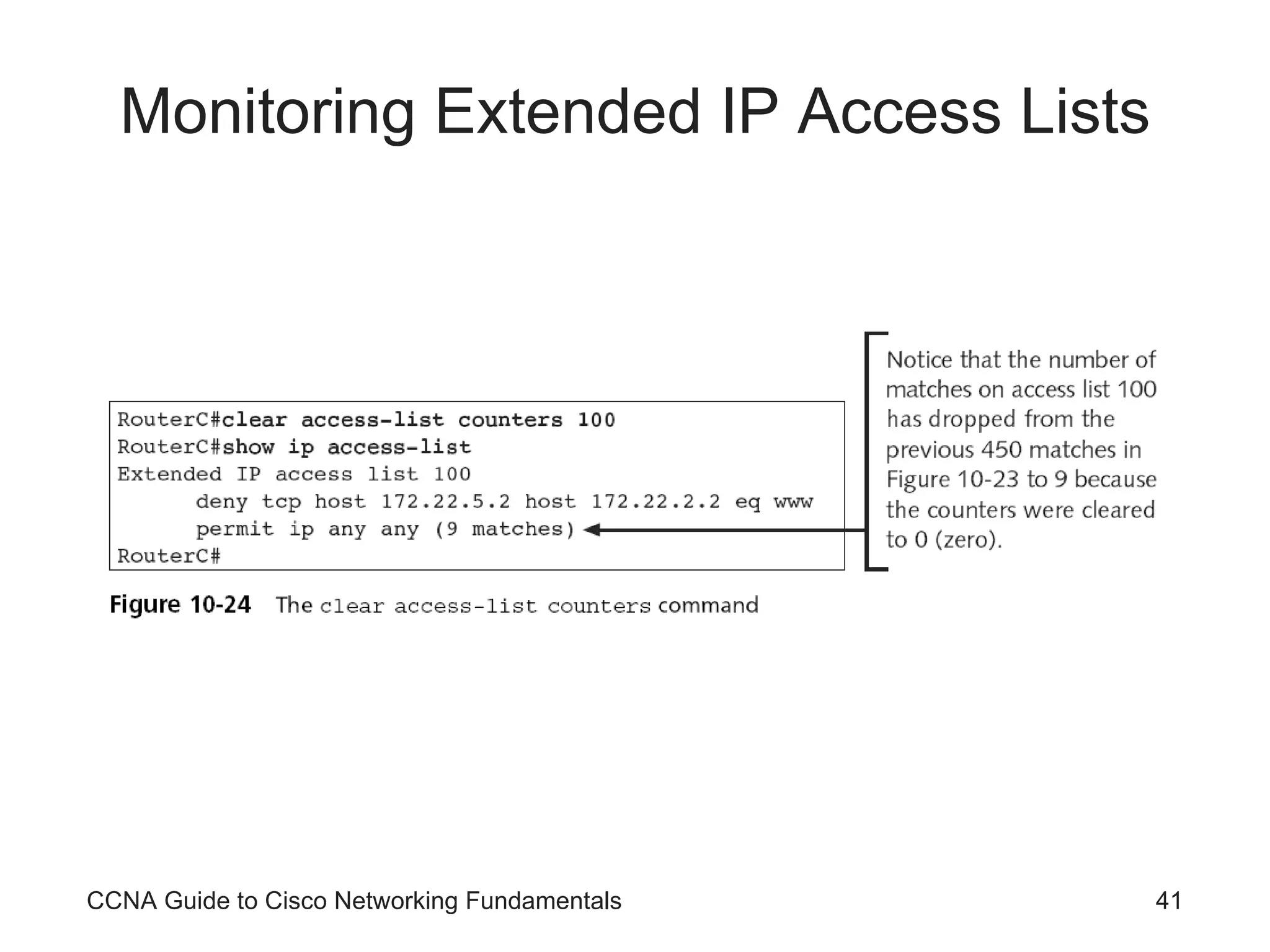 Monitoring Extended IP Access Lists CCNA Guide to Cisco Networking Fundamentals 