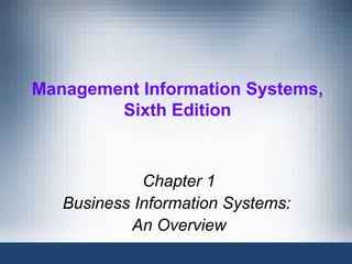 Management Information Systems,
        Sixth Edition



             Chapter 1
   Business Information Systems:
           An Overview
 