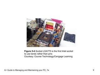 A+ Guide to Managing and Maintaining your PC, 7e Figure 5-4  Socket LGA775 is the first Intel socket to use lands rather than pins Courtesy: Course Technology/Cengage Learning 