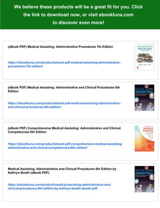 (eBook PDF) Administrative Medical Assisting 8th Edition | PDF