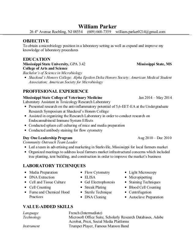 microbiologist resume