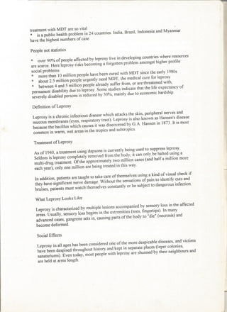 Leprosy project information sheet