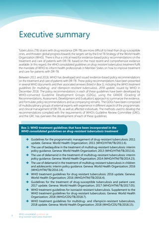 WHO consolidated guidelines on drug-resistant tuberculosis treatment ...