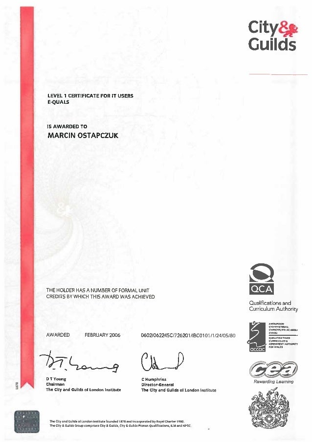 Certificate City Guilds E QUALS FOR IT USERS LEVEL 1 certificate-city-guilds-e-quals-for-it-users-level-1