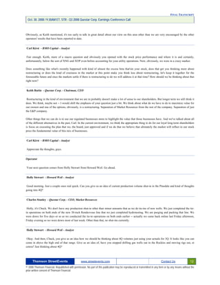 Questar 3Q-2008 EARNINGS
