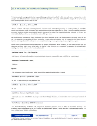 Questar 3Q-2008 EARNINGS
