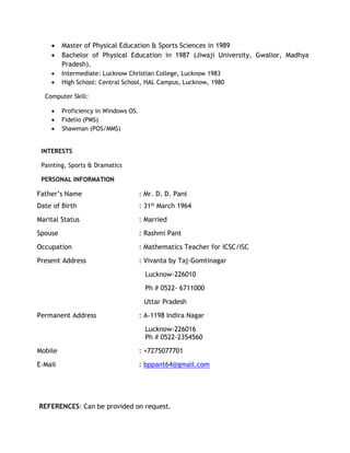 Physical Profile Example Profile-BP | DOCX