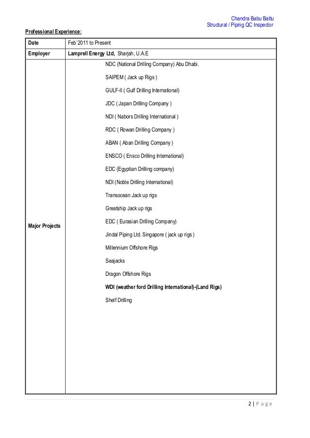 Structural Piping Qc Inspector Cv Pdf