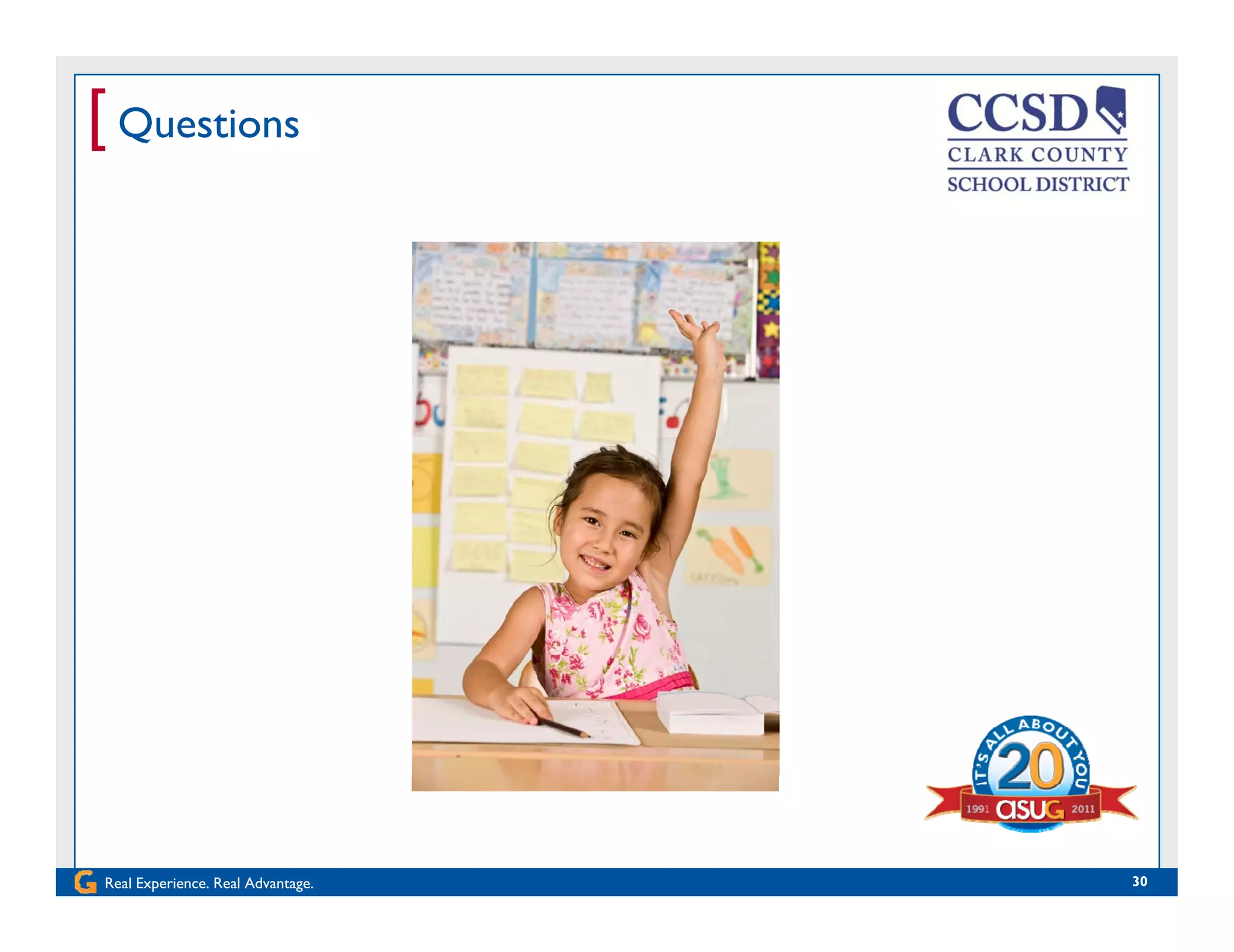 [ Questions
Real Experience. Real Advantage. 30
 