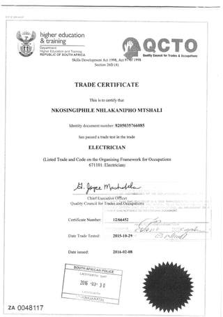 trade certificate