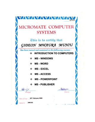 computer packages  certificate